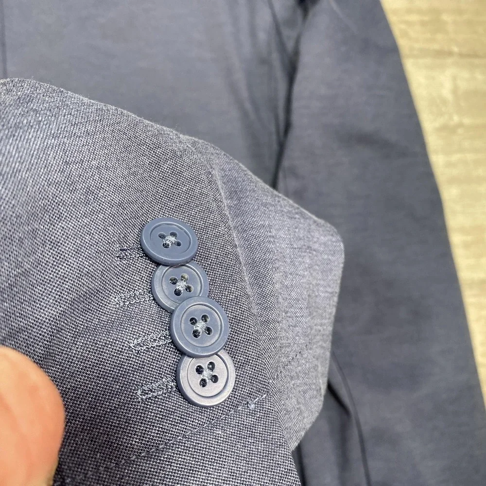 American Tall Blazer Mens 2XL Tall Blue Knit Unstructured Sport Coat Jacket Soft